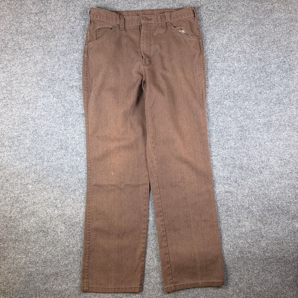 Vintage 70s Big Mac Pants Mens 32x32 Brown Work Twill Chino Talon Zip USA Made